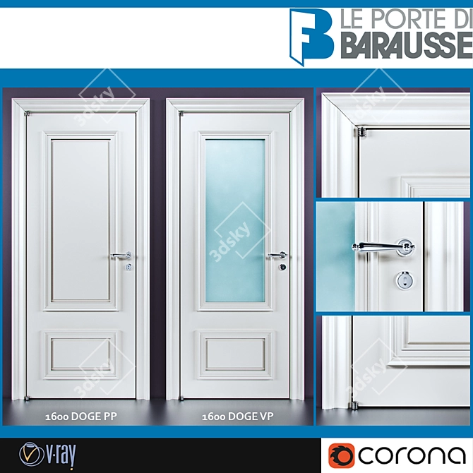 Elegant Barausse Doors 3D model image 1