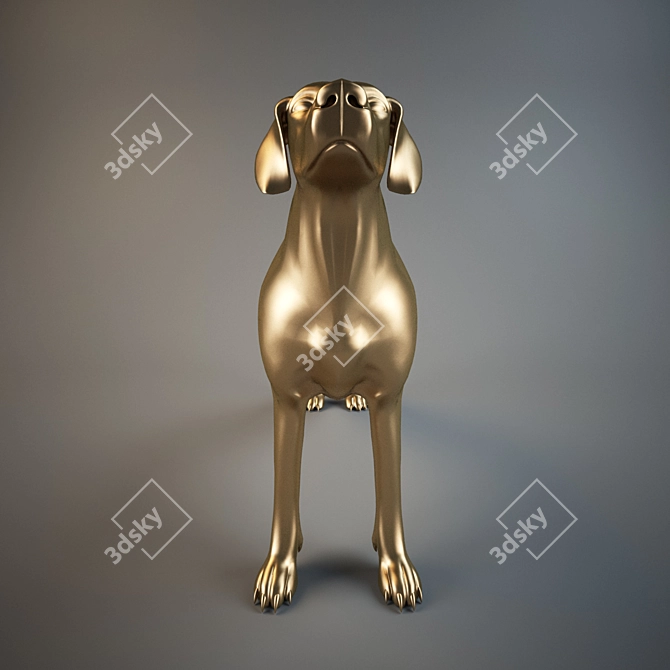 Shimmering Pup: Gold Dog 3D model image 2