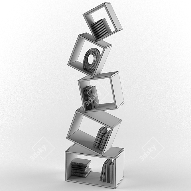 Versatile Wood and Plastic Book Shelf 3D model image 2