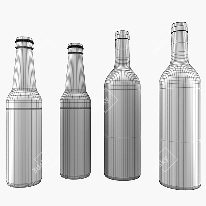 Assorted Bottles: Water & Wine 3D model image 3