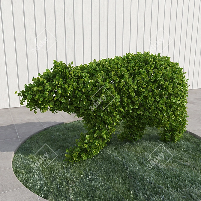 Bear Topiary: Polyhedral Garden Sculpture 3D model image 1