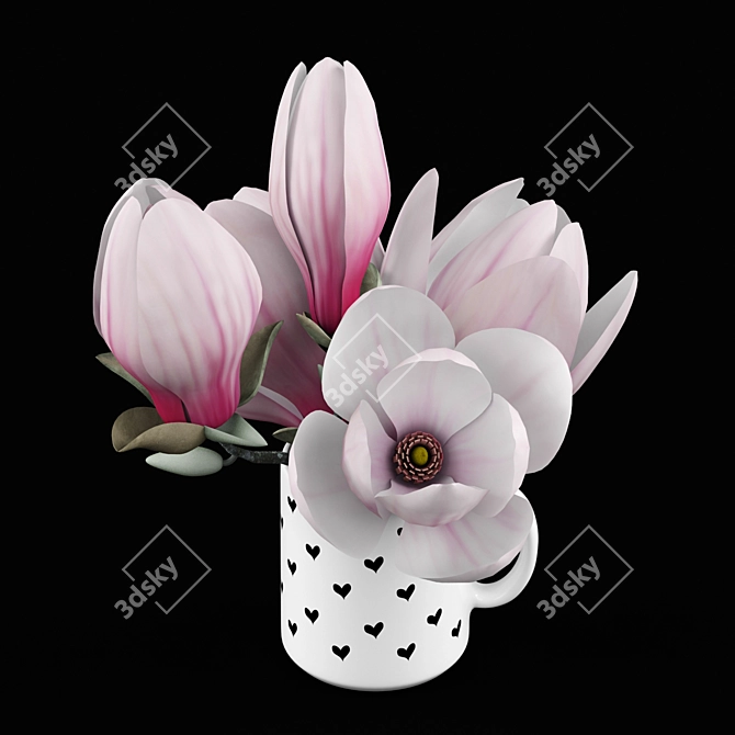 Elegant Magnolia Blossom Cup 3D model image 2