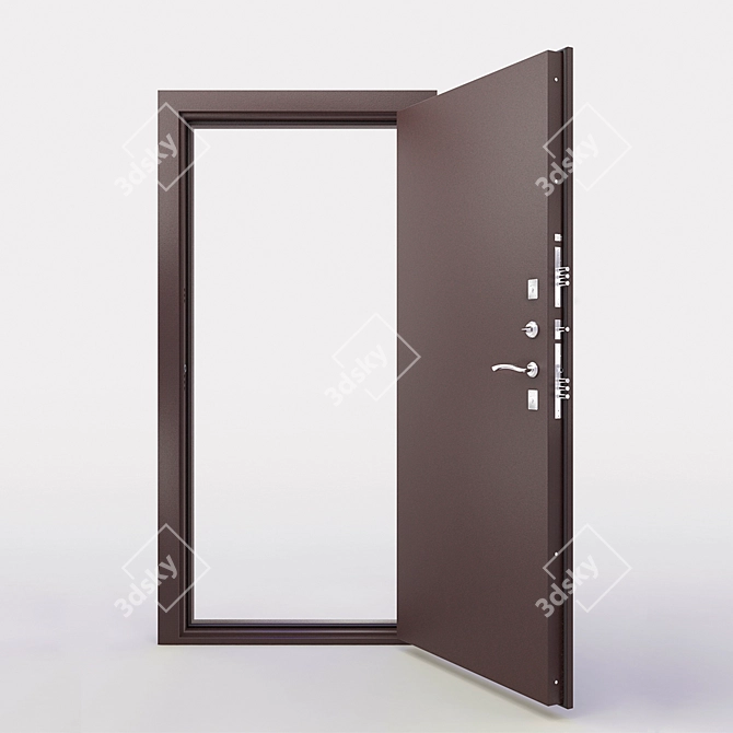 Metal Entrance Door: Secure and Stylish 3D model image 2