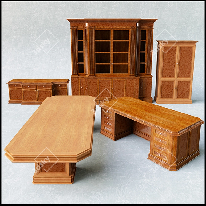 Classic Office Furniture Set 3D model image 2