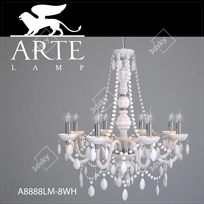 Elegant White Chandelier: ARTE LAMP A8888LM-8WH 3D model image 1