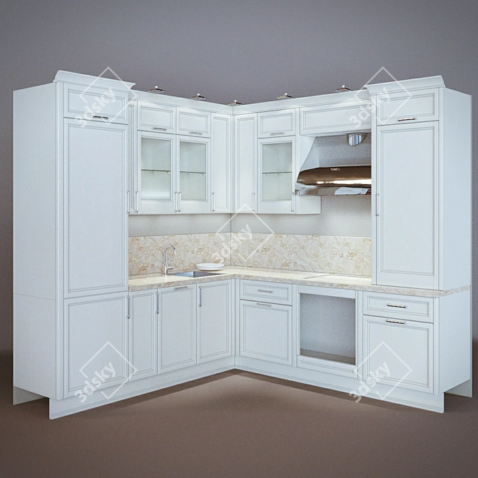 Timeless Elegance: Classic Kitchen 3D model image 1