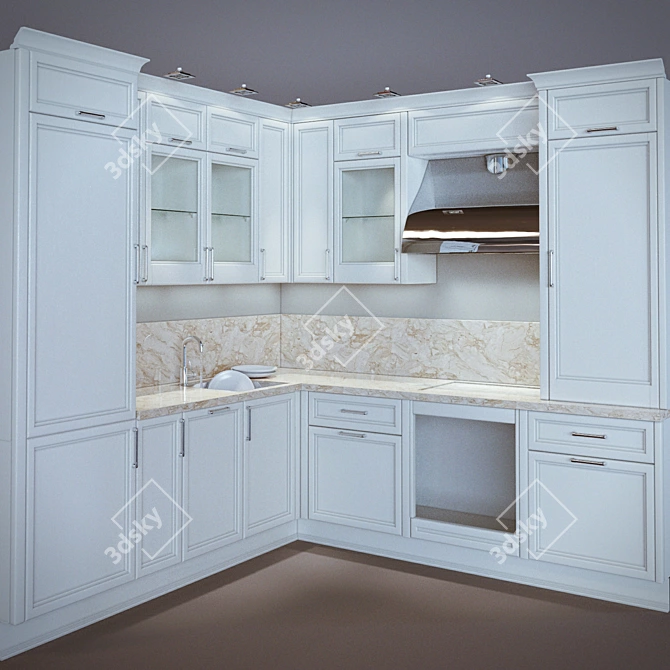 Timeless Elegance: Classic Kitchen 3D model image 2