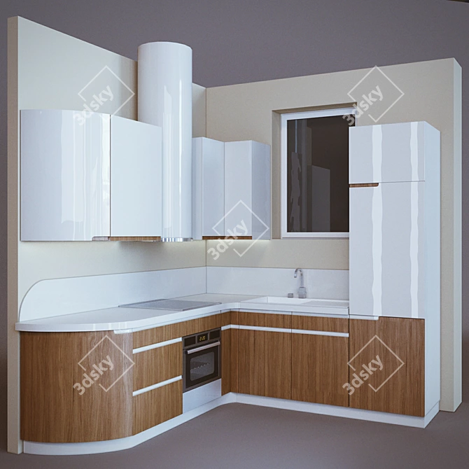 Sleek Kitchen Design 3D model image 1