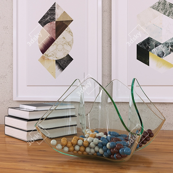 Modern Decor Set: HARLEQUIN TWIN, HEXAGONS & Cartoccio Vase 3D model image 1