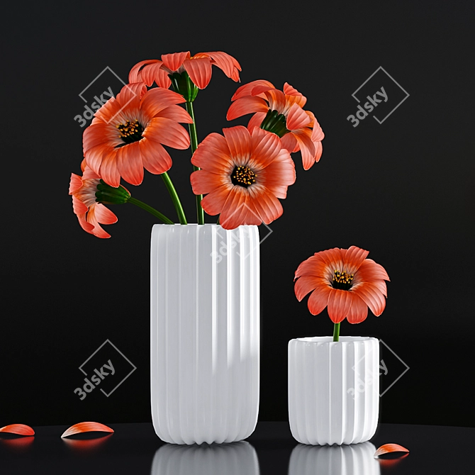 Elegant Orange Blossom Vase 3D model image 1