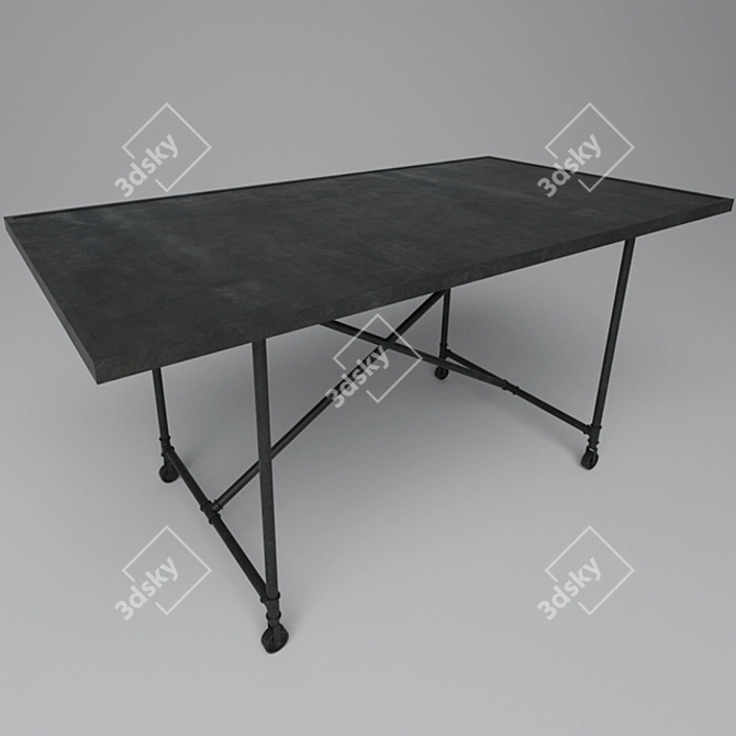 Industrial Dining Table: Edison 3D model image 1