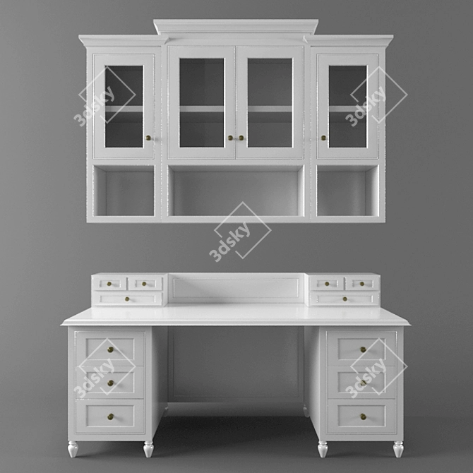 Title: Classic Wooden Table with Storage 3D model image 1