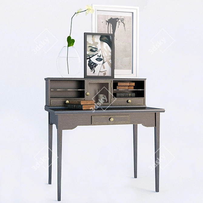 Classic Style Desk with Decor - Elegant and Functional 3D model image 1