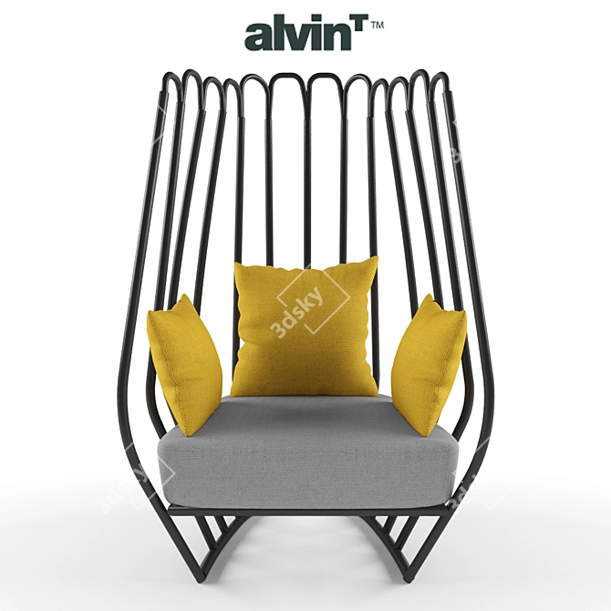 Modern Alumunium High Back Chair 3D model image 1