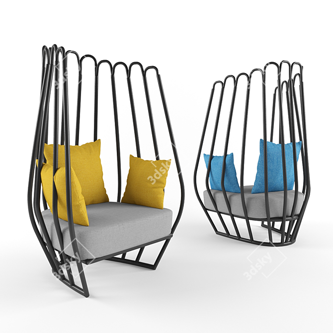 Modern Alumunium High Back Chair 3D model image 2