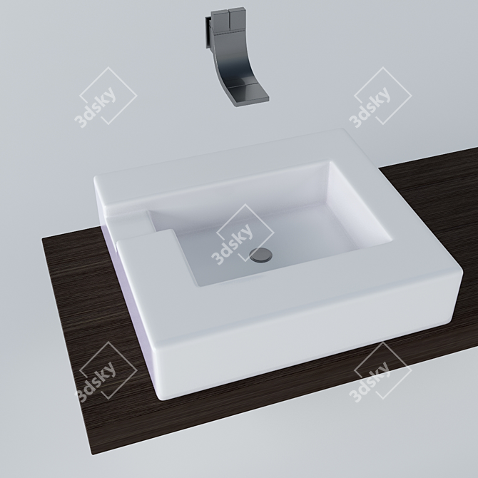 Modern Compact RALAV-95 Sink 3D model image 3