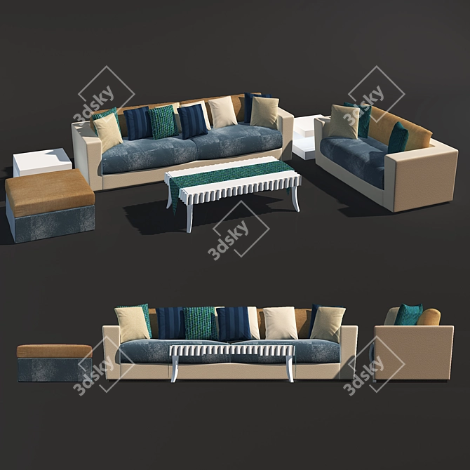 Elegant Comfort: Modern Living Sofa 3D model image 1