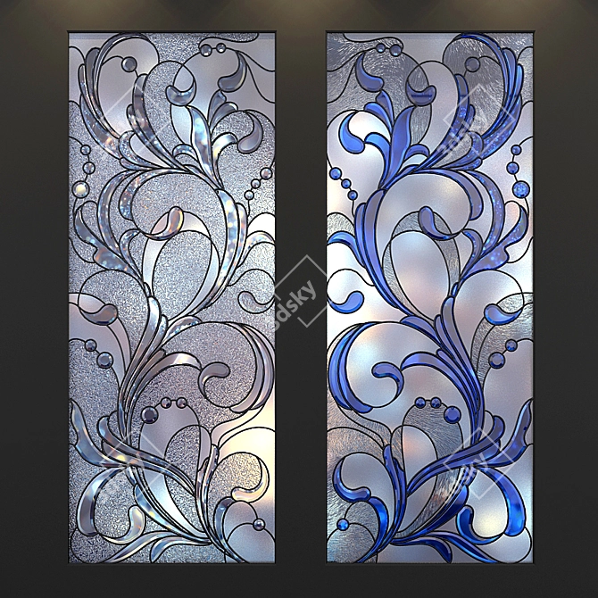 Elegant Stained Glass Window 3D model image 1