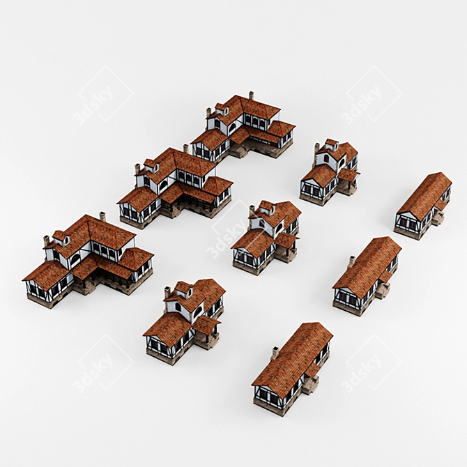 Title: Charming Half-Timbered Homes 3D model image 1