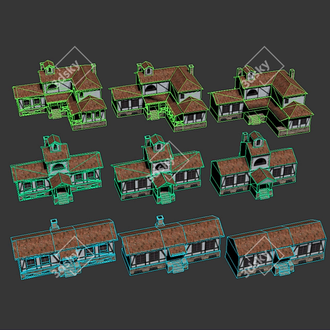 Title: Charming Half-Timbered Homes 3D model image 3