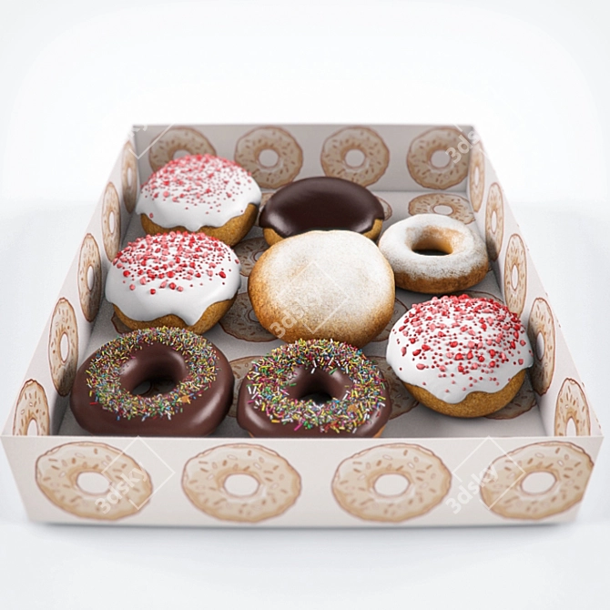 Delicious Doughnuts Delivered 3D model image 1