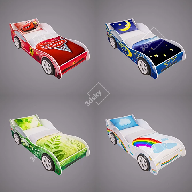 Kids' Cars Beds - Vibrant and Comfortable 3D model image 1