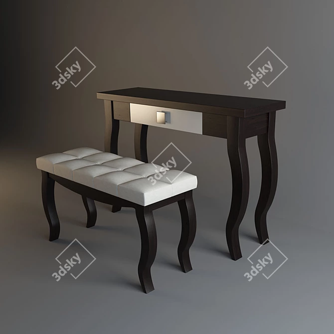 Laviano Art Deco Dressing Table & Stool - Polish Elegance 3D model image 1