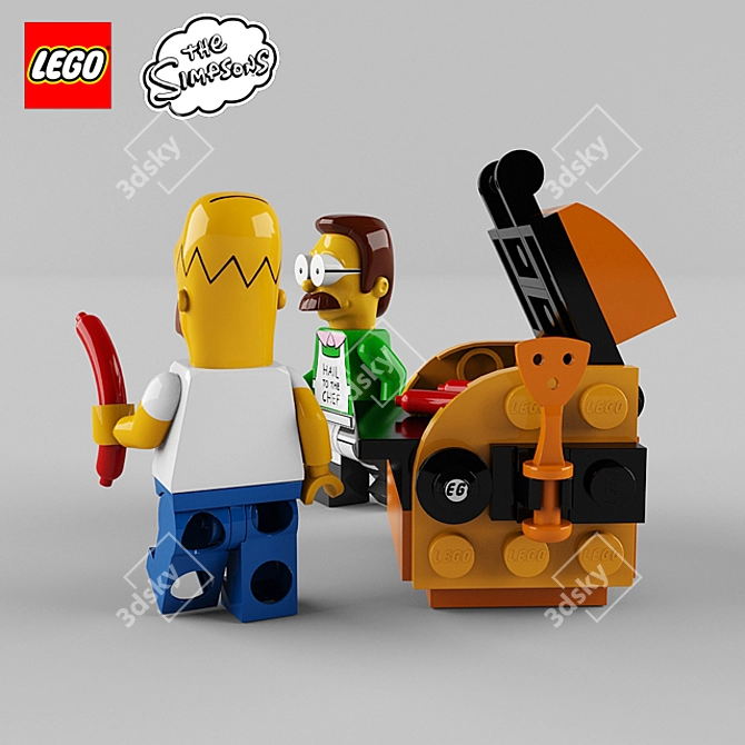 Simpsons LEGO Set: Homer & Ned 3D model image 3