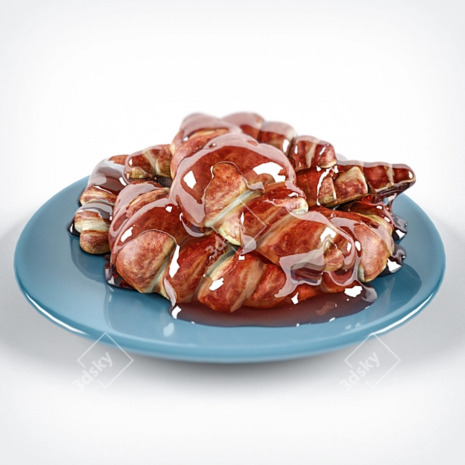 Sweet Honey Croissants 3D model image 1