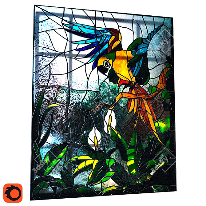 Stained Glass Parrot - Vibrant Bird Decoration 3D model image 1