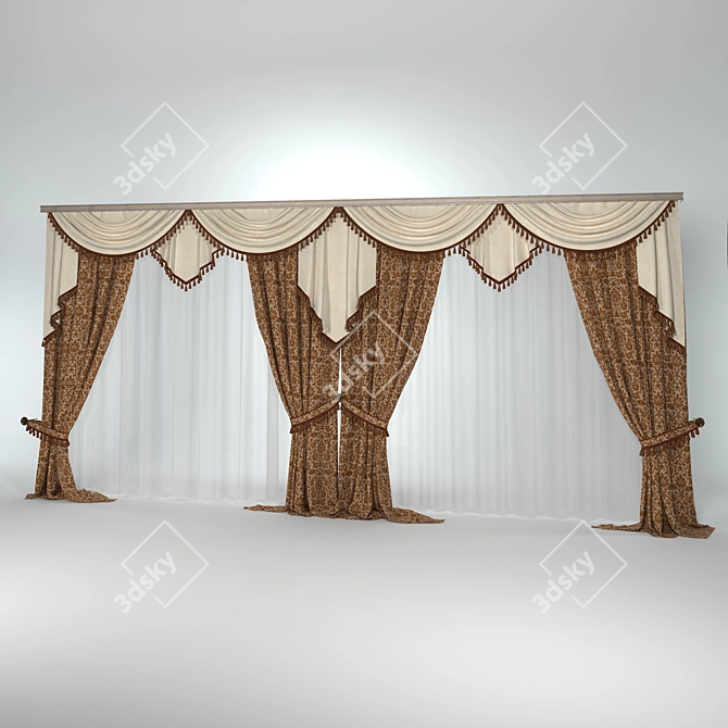 Classic Curtains with Lambrequins 3D model image 1