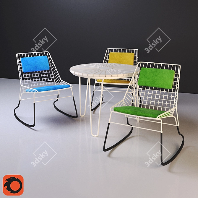 Flamingo Chairs Set: Stylish Vintage Design 3D model image 1