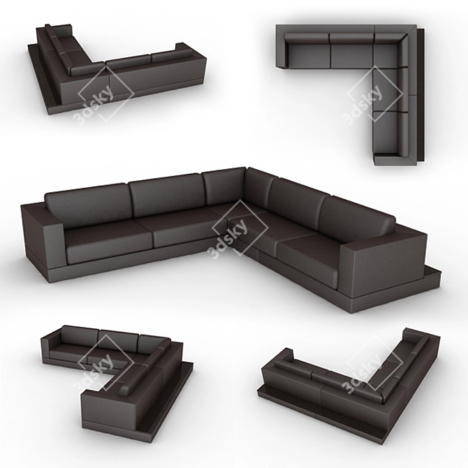 Modern Corner Sofa with Built-in Shelf 3D model image 1