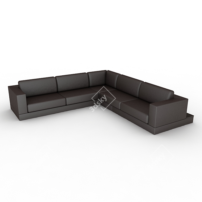 Modern Corner Sofa with Built-in Shelf 3D model image 2