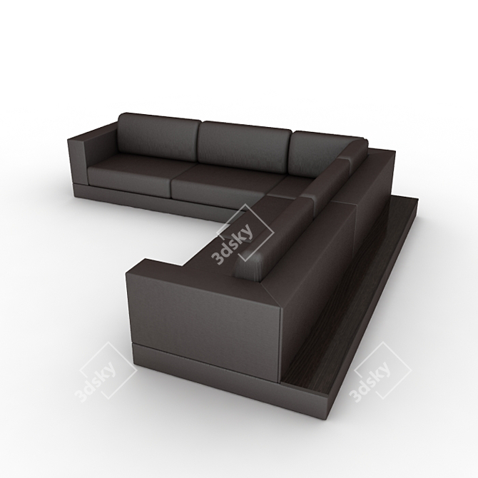 Modern Corner Sofa with Built-in Shelf 3D model image 3