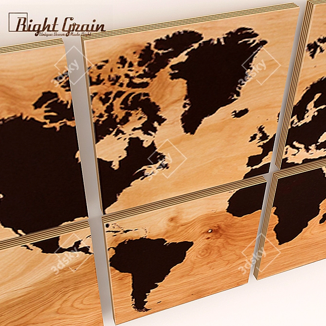 Handcrafted Wood World Map 3D model image 3