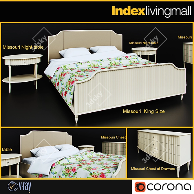 Missouri Bed Set 3D model image 1