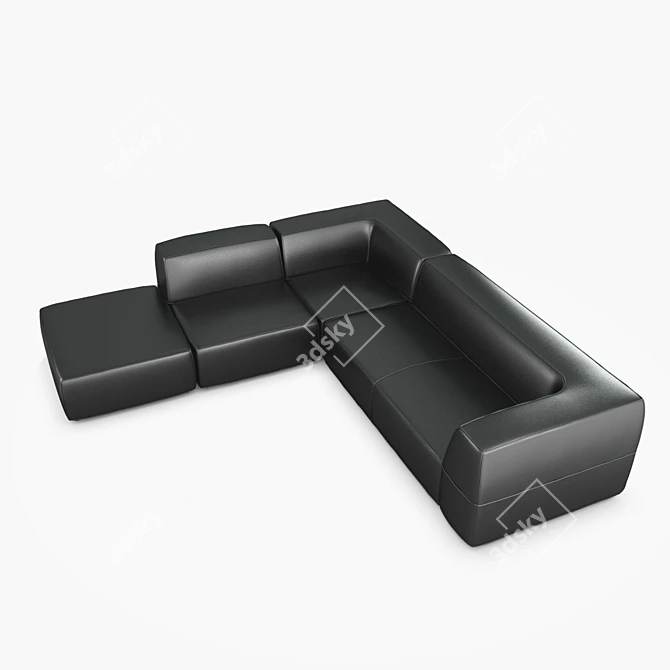 Modern Corner Sofa with Ottoman 3D model image 1