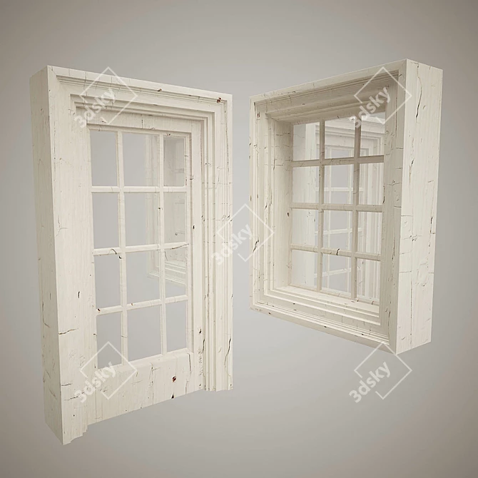 Vintage Old Door and Window 3D model image 1