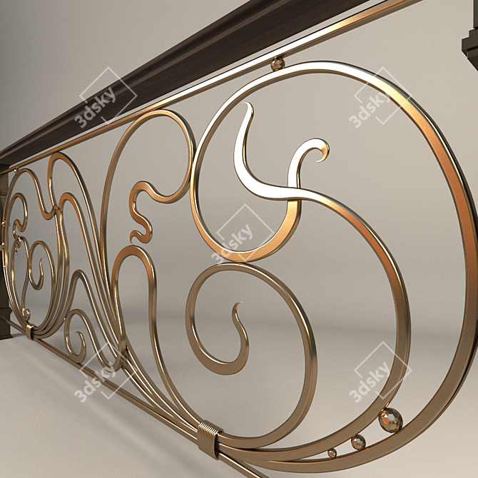 Elegant Iron Railings 3D model image 2