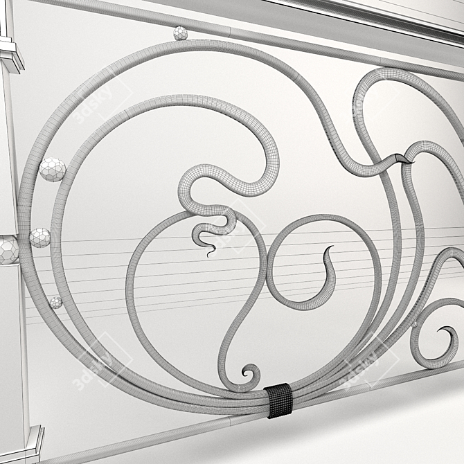 Elegant Iron Railings 3D model image 3