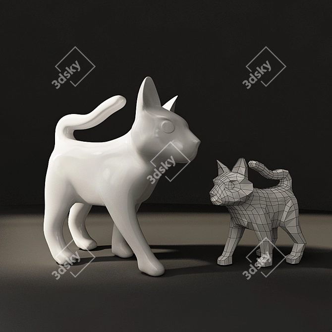 Sculpted Cat Figurine: Raw Beauty 3D model image 1