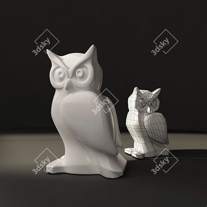 Sleek Owl Statuette 3D model image 1