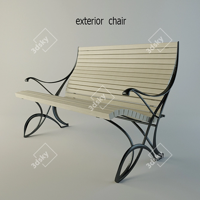 Exquisite Outdoor Bench 3D model image 1