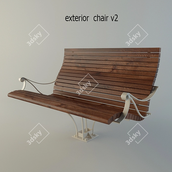 Outdoor Bench: Metal & Wood 3D model image 1