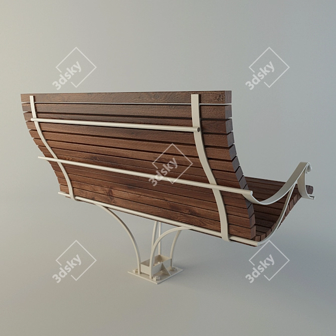 Outdoor Bench: Metal & Wood 3D model image 2