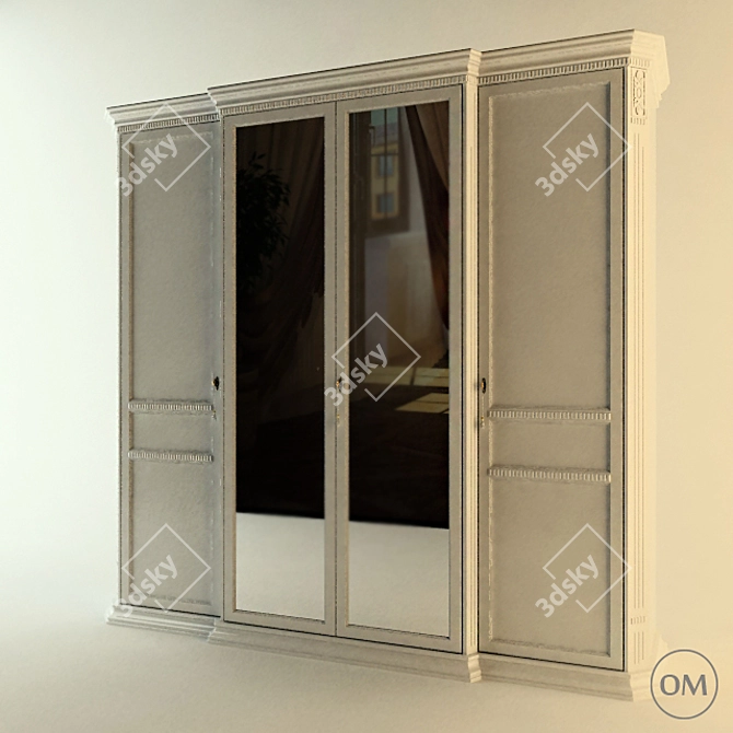 Elegant 4-Door Bristol Wardrobe 3D model image 2