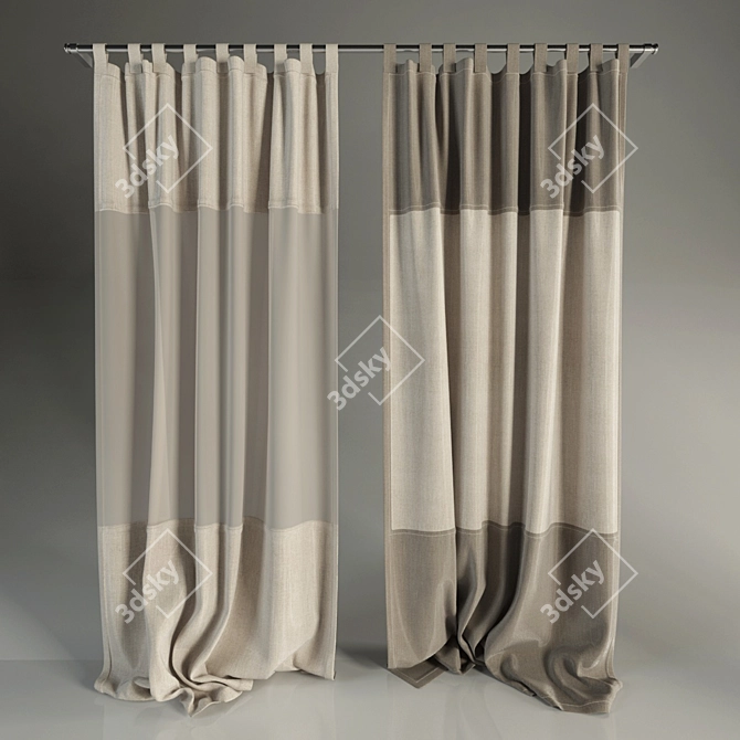 Hinged Curtain Elegance 3D model image 1