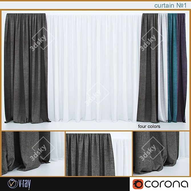 Modern Window Drapes: Corona & Vray 3D model image 1