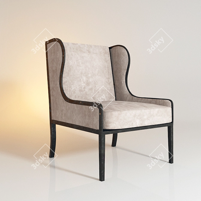 Casa Midy Ixelles Wing Chair: Handcrafted Elegance 3D model image 1